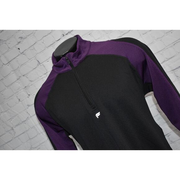 Fabletics Shirt 1/4 Zip Mens Size 2XL Performance Gym Polyester Black Purple - Picture 1 of 9